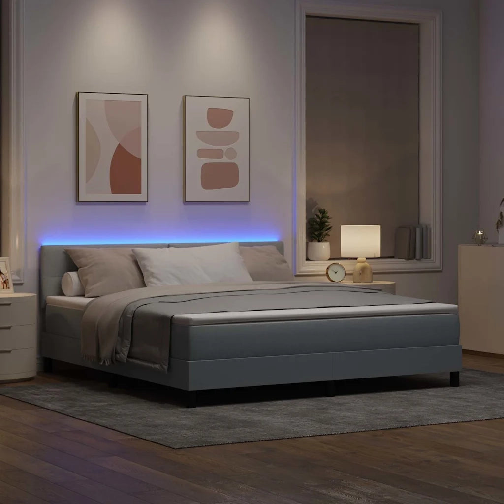Letto a molle con materasso Grigio chiaro 180 x 200 cm Tessuto