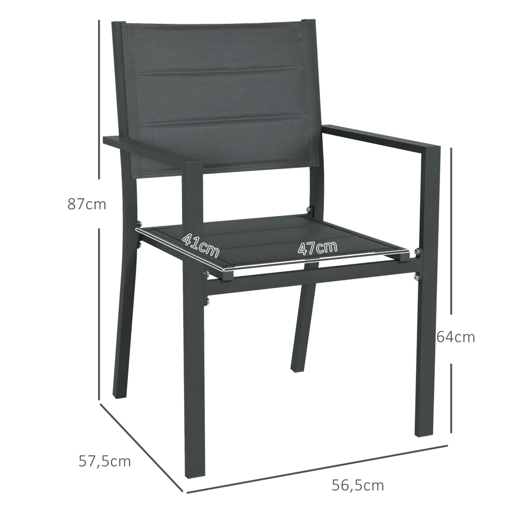 Sedia da giardino impilabile ¨C Minimal ¨C alluminio e textilene, con braccioli, 4 pezzi
