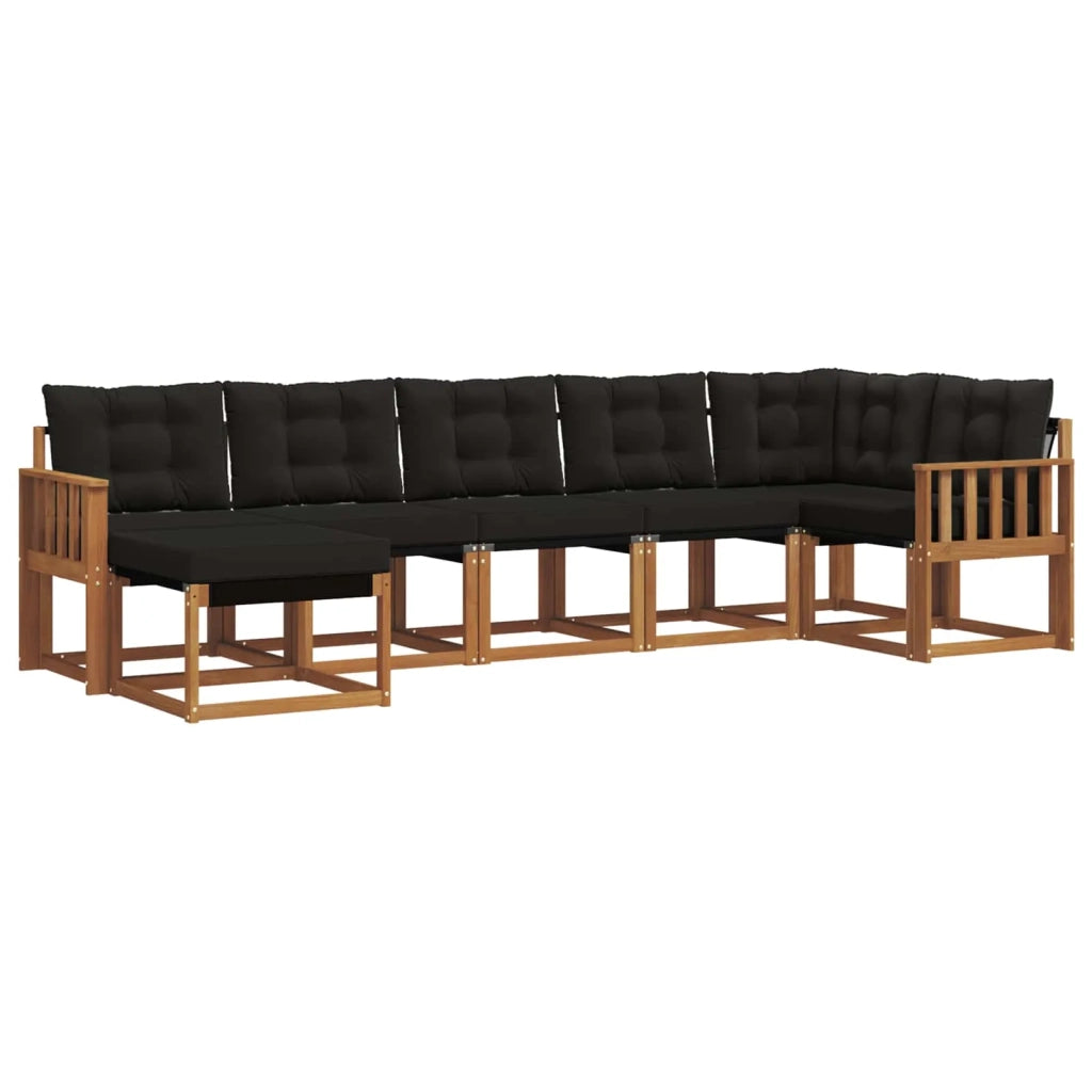 Set di divani da esterno con cuscino 7 pcs Naturale e Nero 3368879