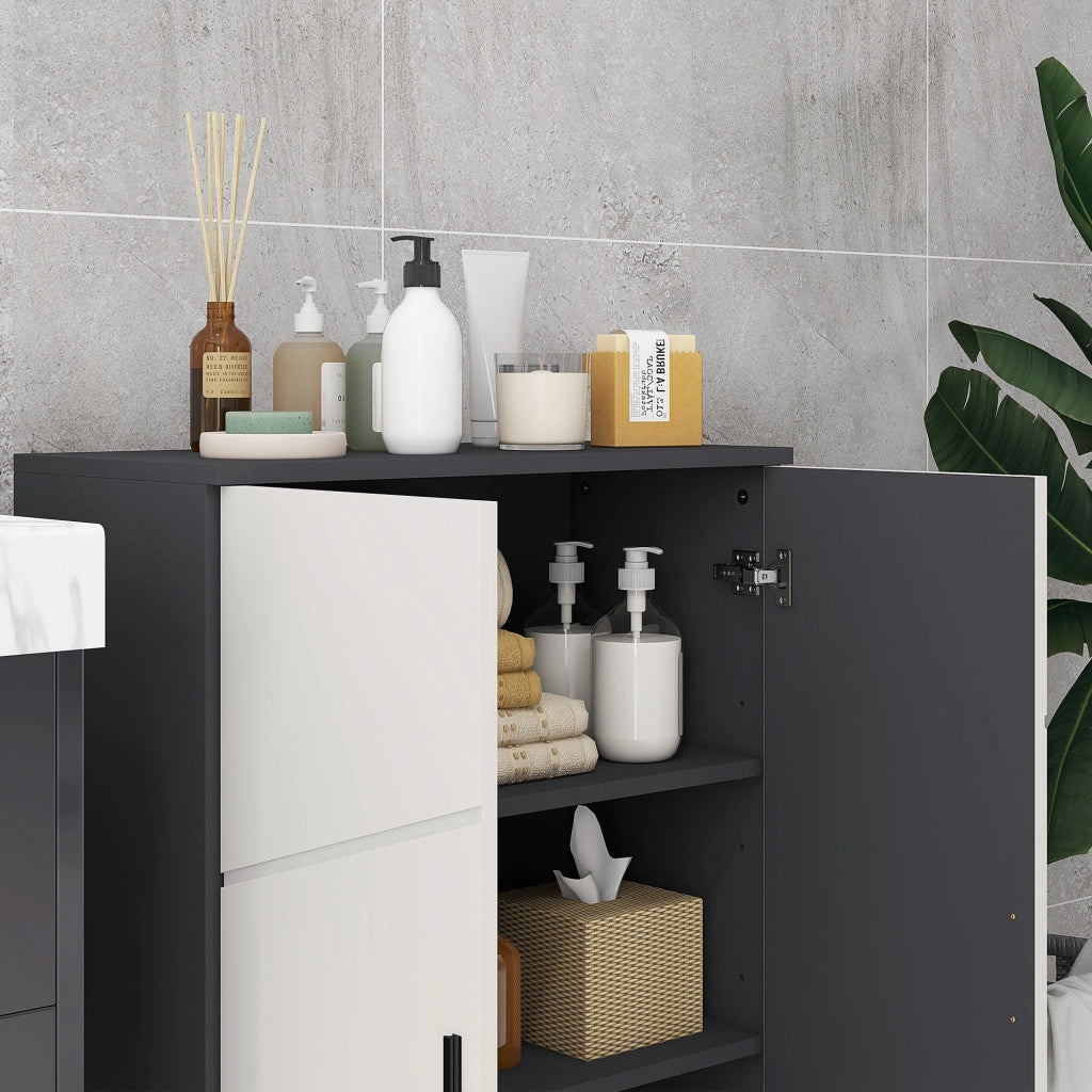 Mobile Bagno con Ante e Ripiani ¨C Zephmum ¨C Grigio 60x30x82