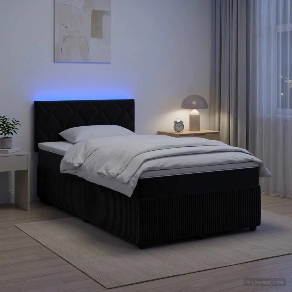 Letto box spring con materasso Nero 120 x 190 cm Velluto 3453109
