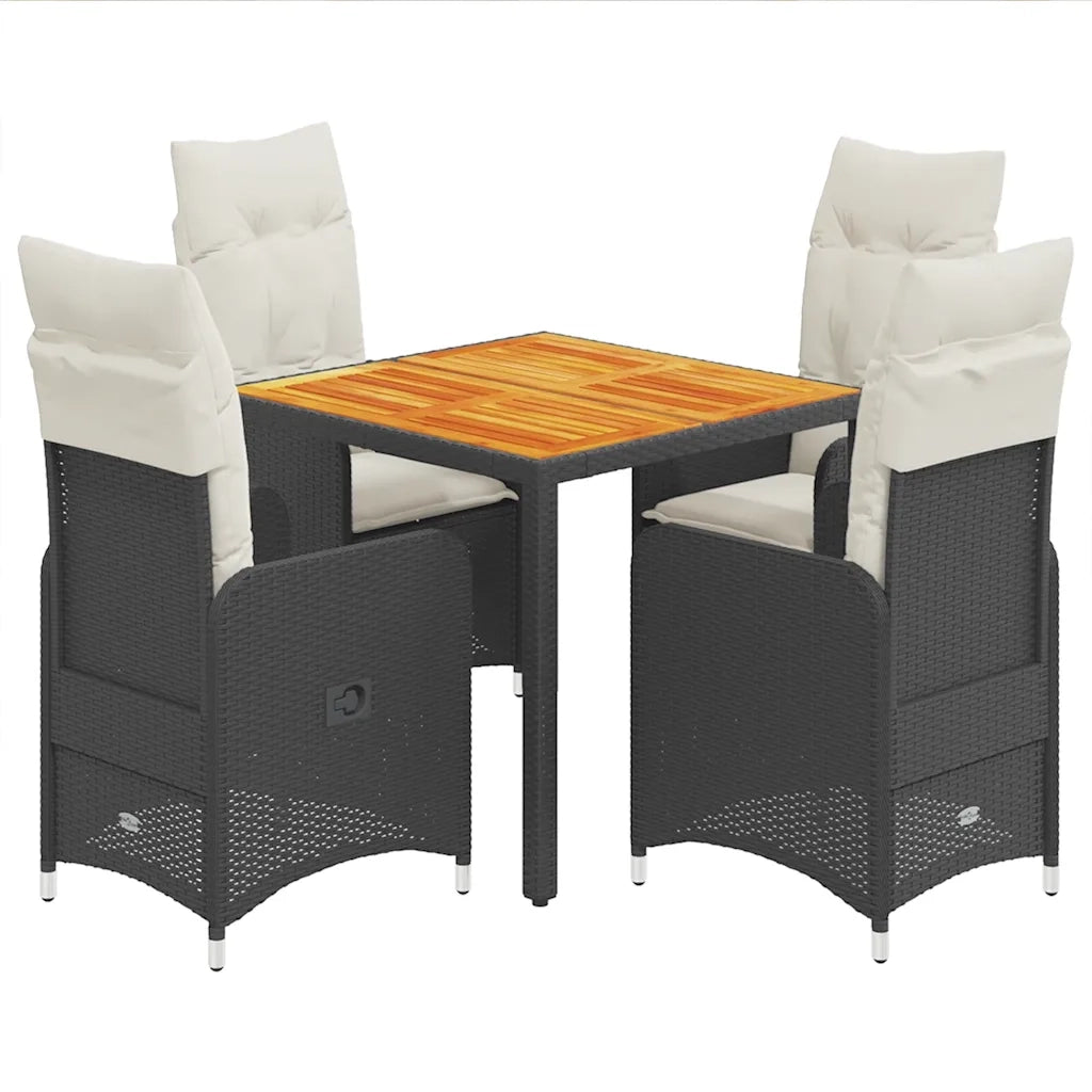 Set Bistrò da Giardino 5 pz con Cuscini in Polyrattan Nero 3276976