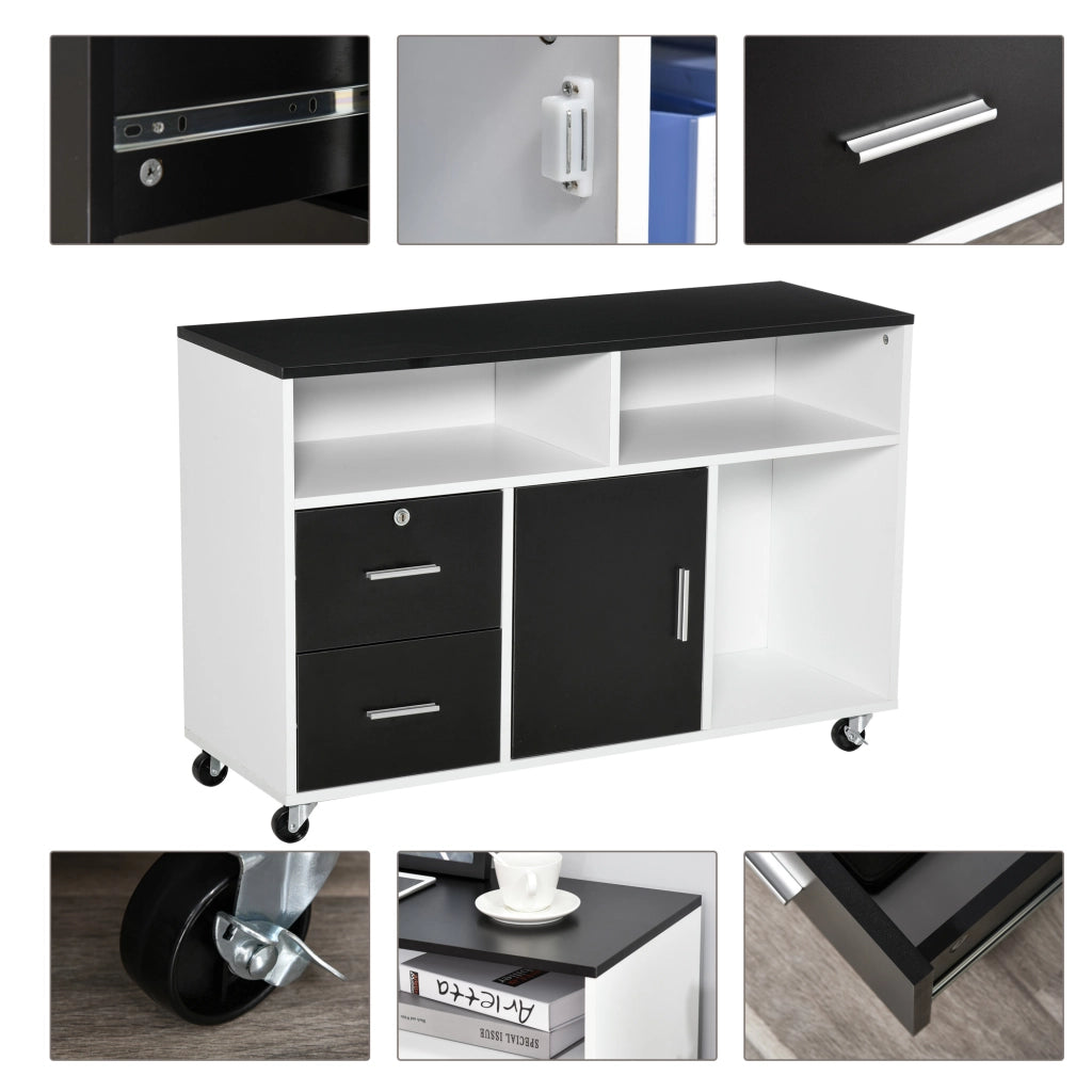Scrivania con cassetti e scaffali ¨C Minimal ¨C Nero e Bianco 100x35x65 cm