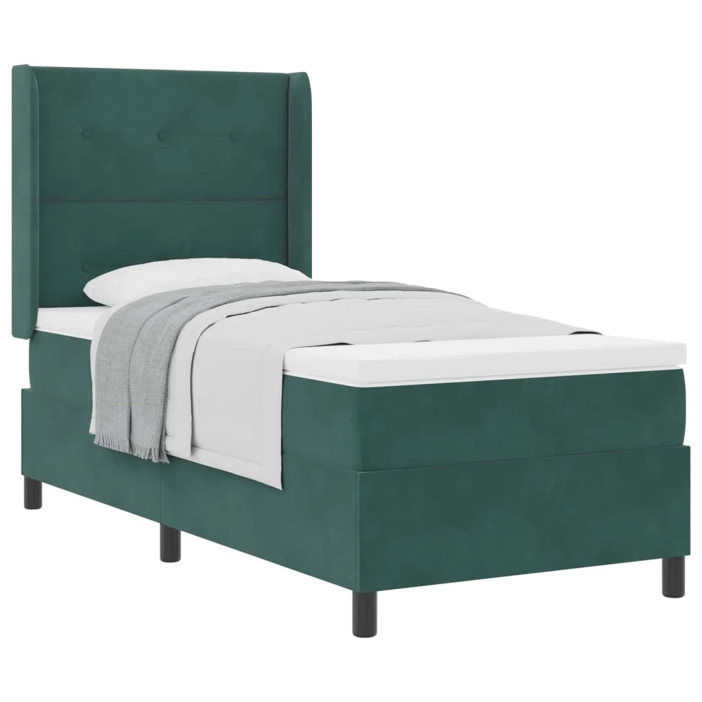 Letto a molle con materasso Verde Scuro 90 x 200 cm Velluto 3341993