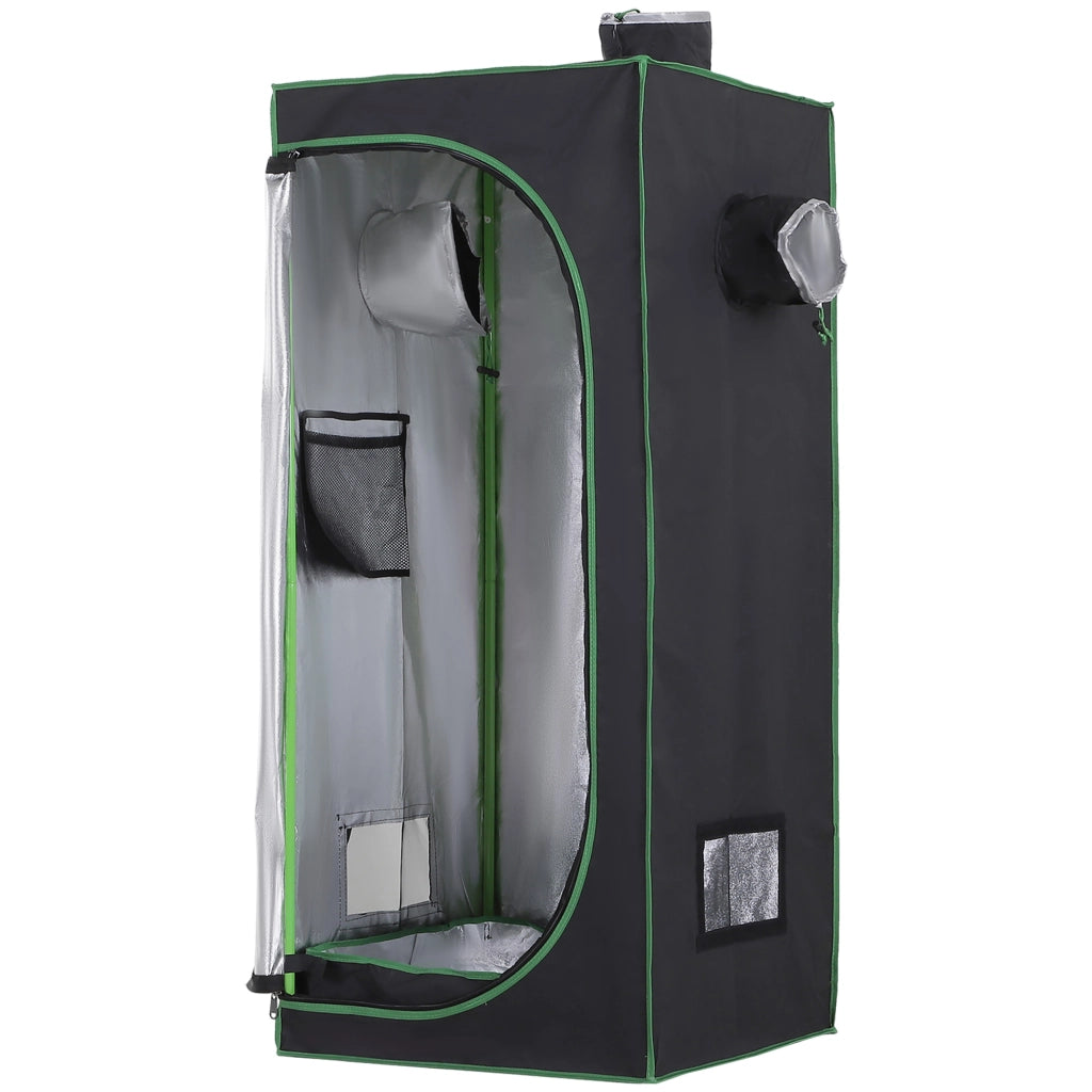 Tenda Idroponica in Oxford 600D con 3 Prese d'Aria Regolabili e Finestra, Serra Idroponica per Coltivazione con Foro per Cavi da Interno, 60x60x140 cm, Nero