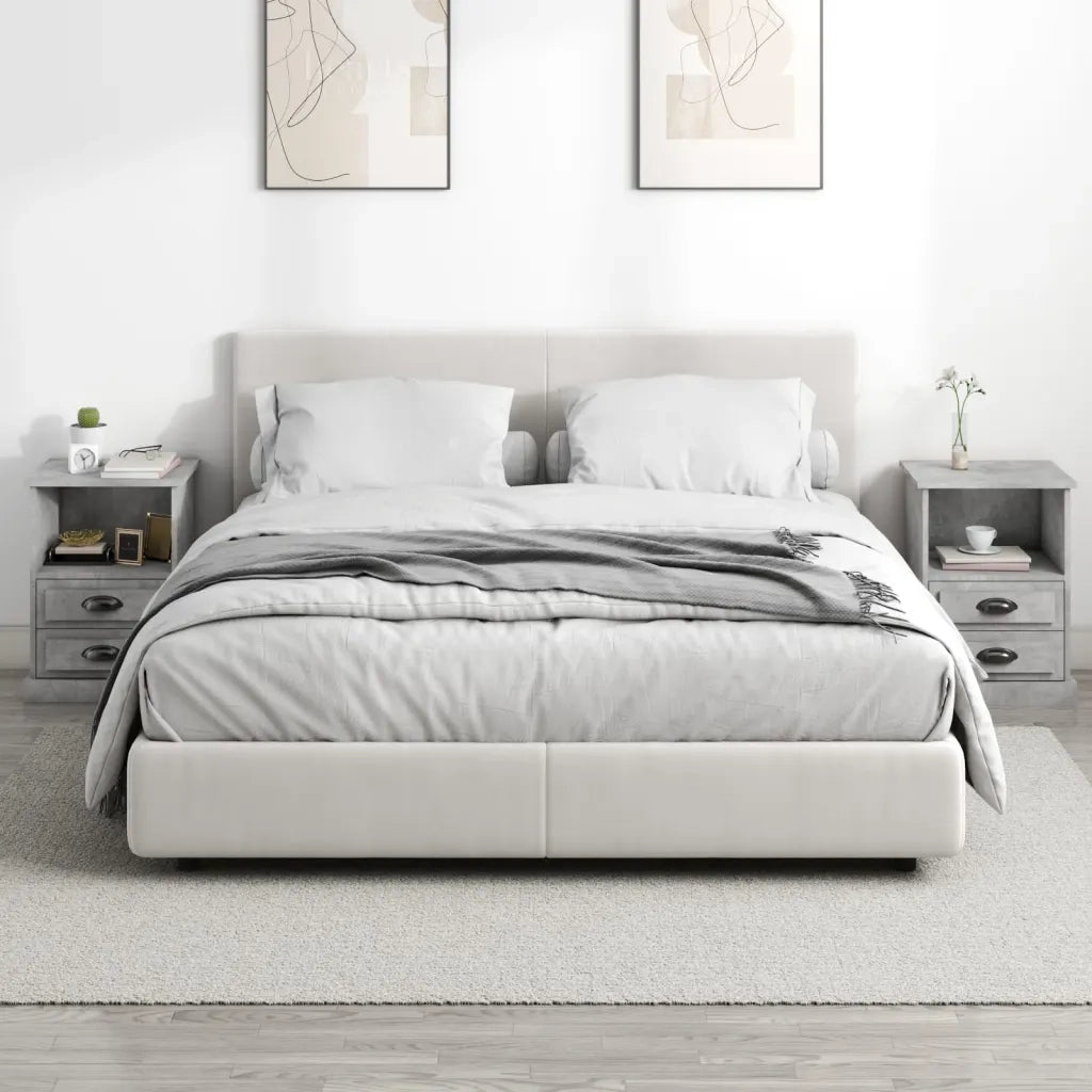 Set di 2 Comodini | Armadio da Notte | Mobiletto da notte Grigio Cemento 43x36x60 cm