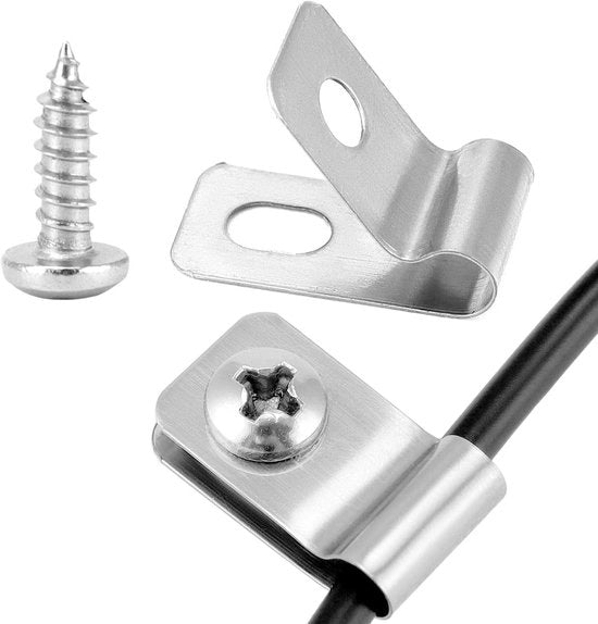 100 set viti per cavi in acciaio inox 304 - clip di fissaggio per cavi con viti
