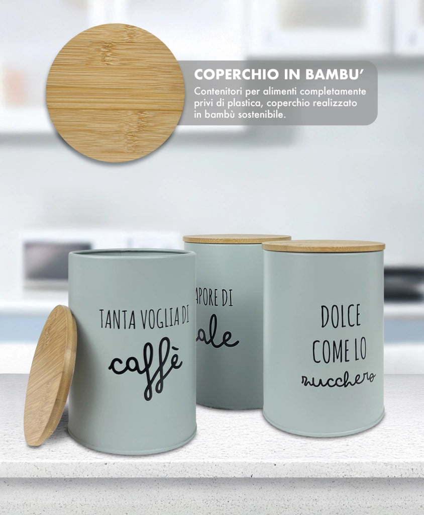 Contenitori Certificati Contatto Alimentare Contenitore Sale Zucchero Caffè Moderne Scritte Barattolo Con Coperchio Ermetico Legno Bambù Dispenser Organizzatori Alimenti Spezie Salvia