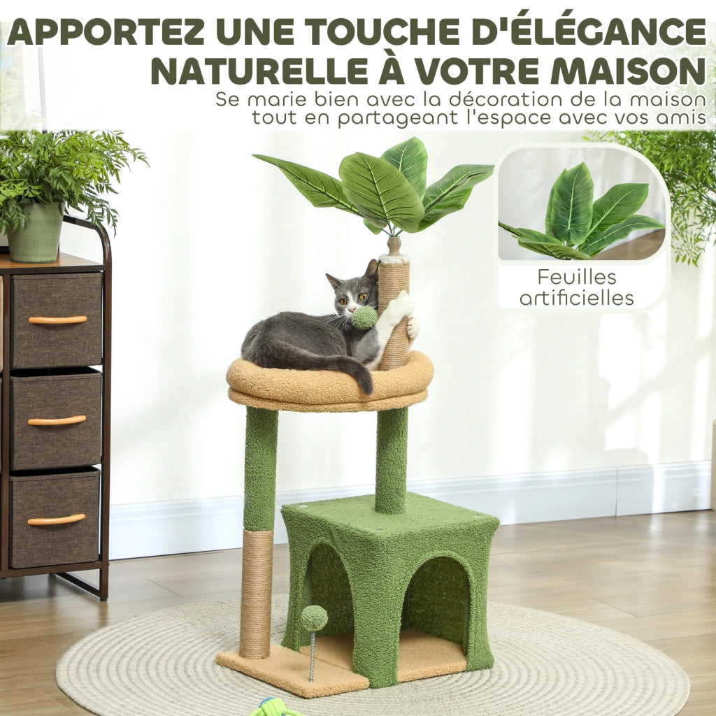 Albero per gatti con gioco ¨C Minimal ¨C verde 44x30x98 cm