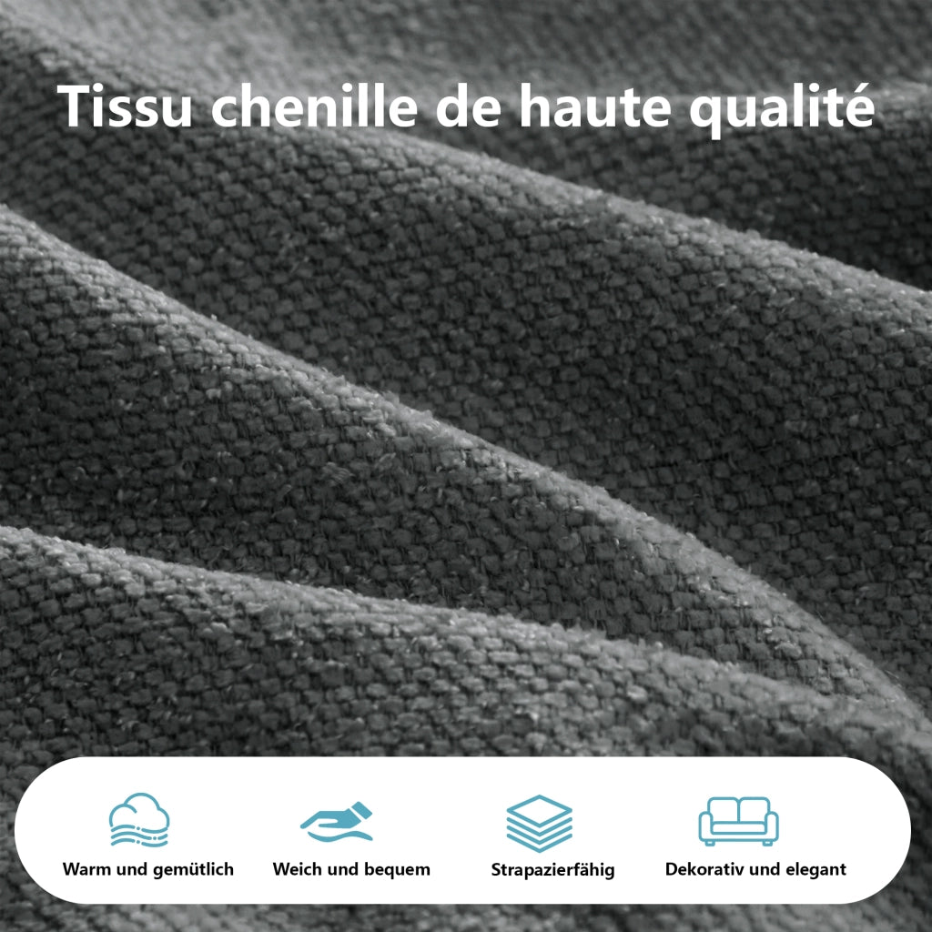 Divano Chaise Longue Doppio in Chenille con Cuscini ¨C MINIMAL ¨C Grigio