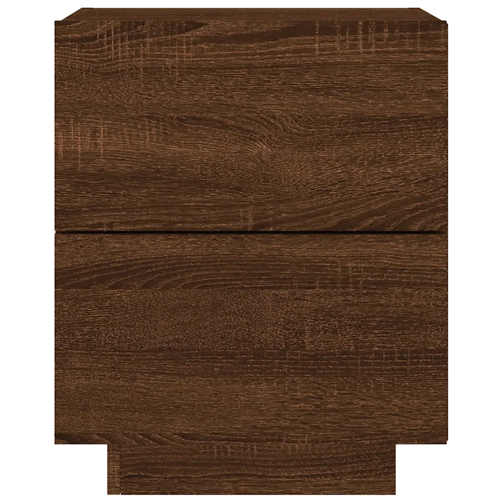 Comodino con Luci LED Rovere Marrone in Legno Multistrato 836747