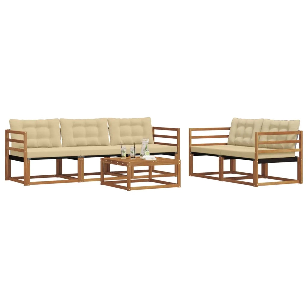 Set di divani da esterno con cuscino 6 pcs Naturale e Beige 3369184