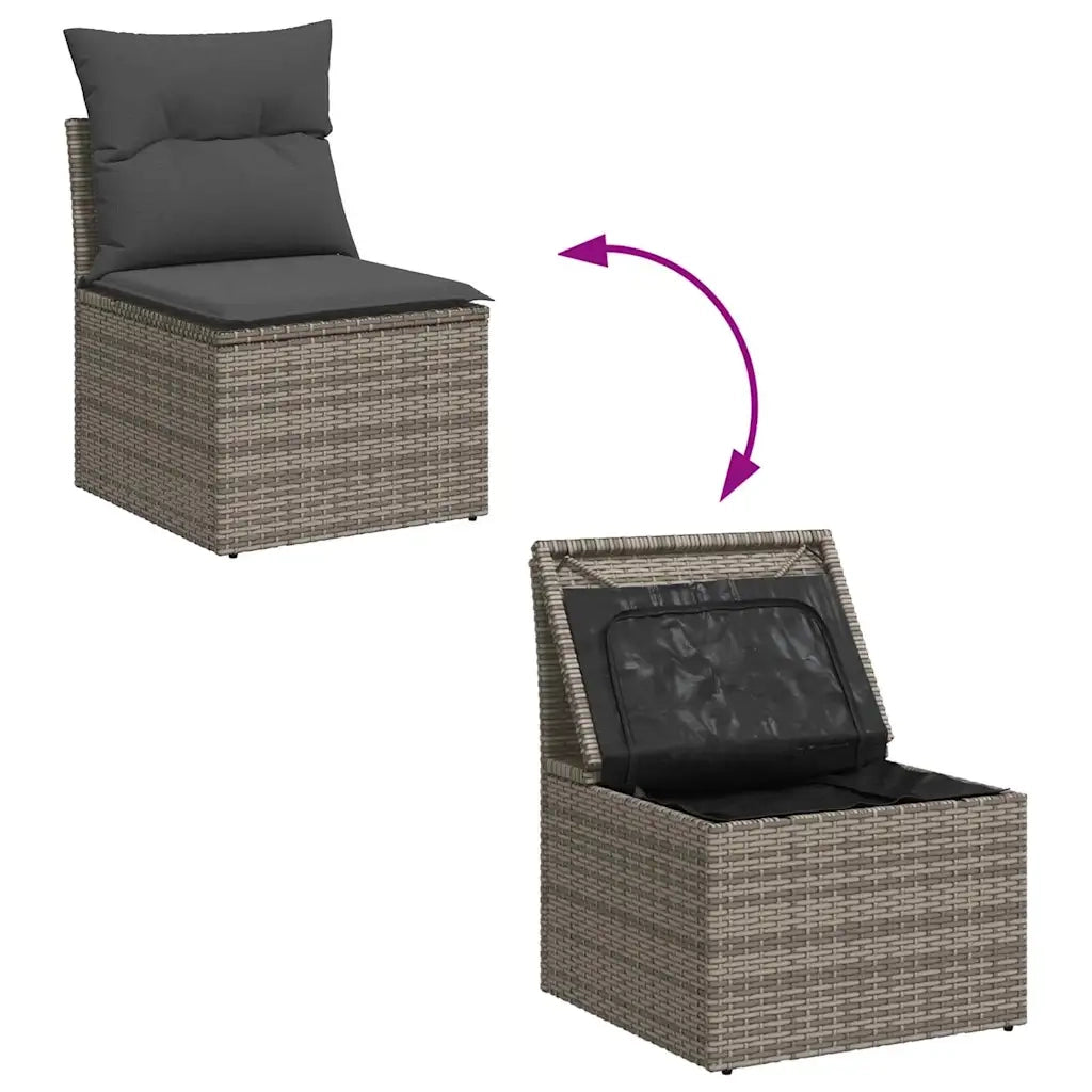 Set Divano da Giardino con cuscino 5 pcs Grigio Poly Rattan 3360490