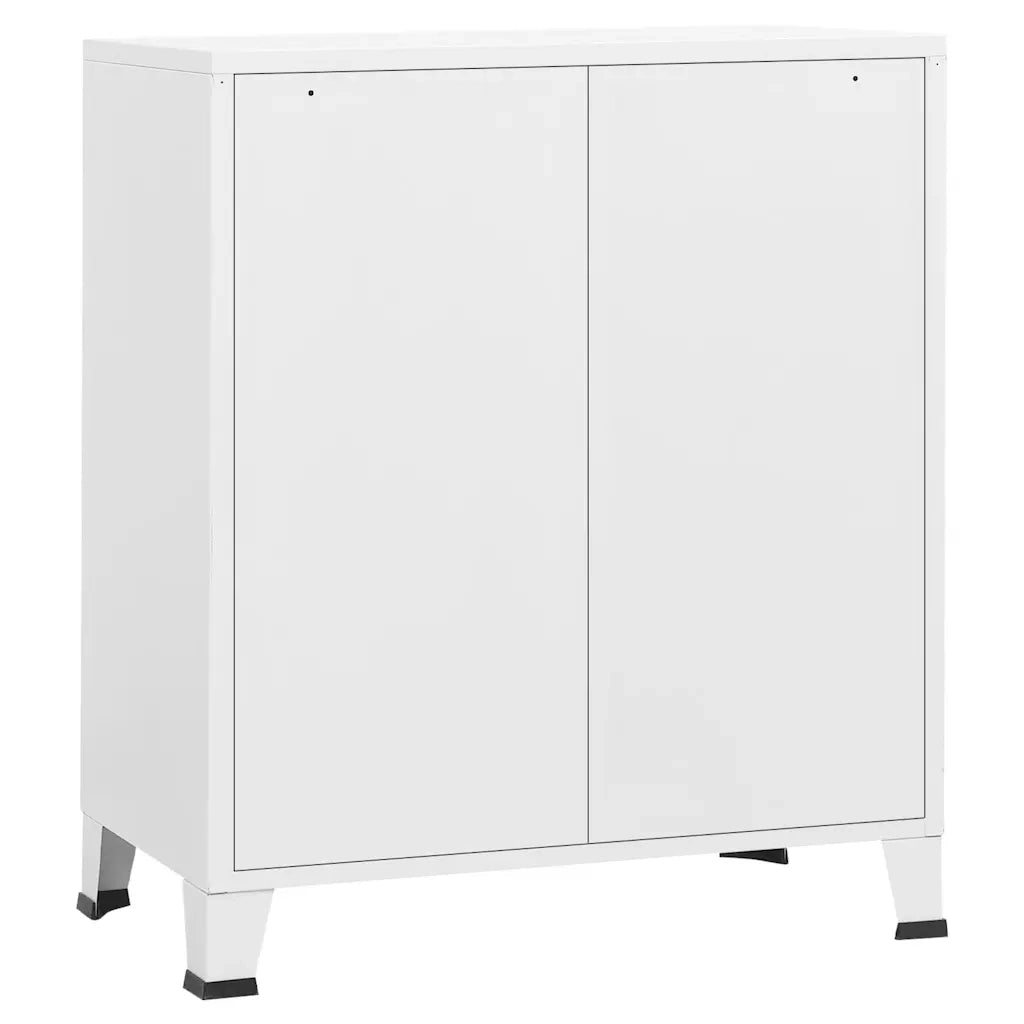 Mobiletto a cassetti moderno in stile industriale 78 x 40 x 93 cm robusto finitura opaca metallo bianco 02_0046988