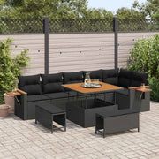 Set Divano da Giardino con cuscino 11 pcs Nero polyrattan 3365134