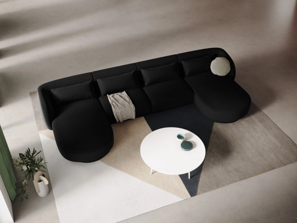 Cosmopolitan Design - Divano panoramico "Tulum" 5 posti in velluto nero 