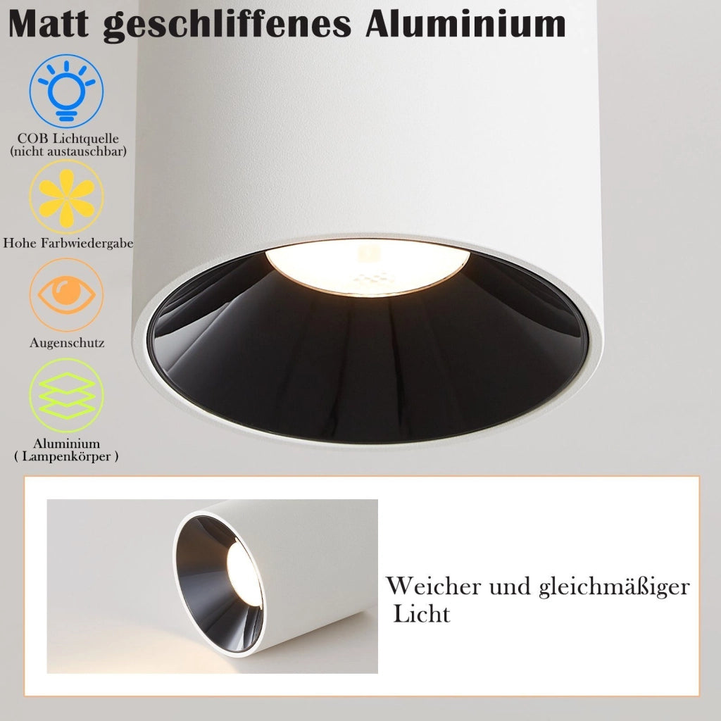 ZMH Faretto da soffitto LED da superficie 7W bianco caldo