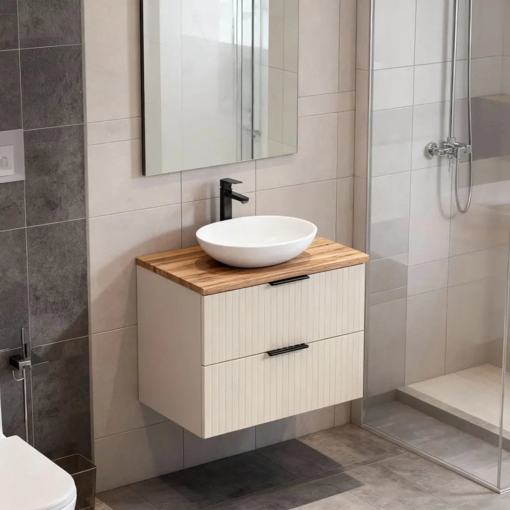 Set bagno NOXERA 80 cm – Marrone congo & wotan – piano per lavabo