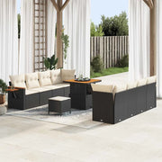 Set Divano da Giardino con cuscino 11 pcs Nero e Crema