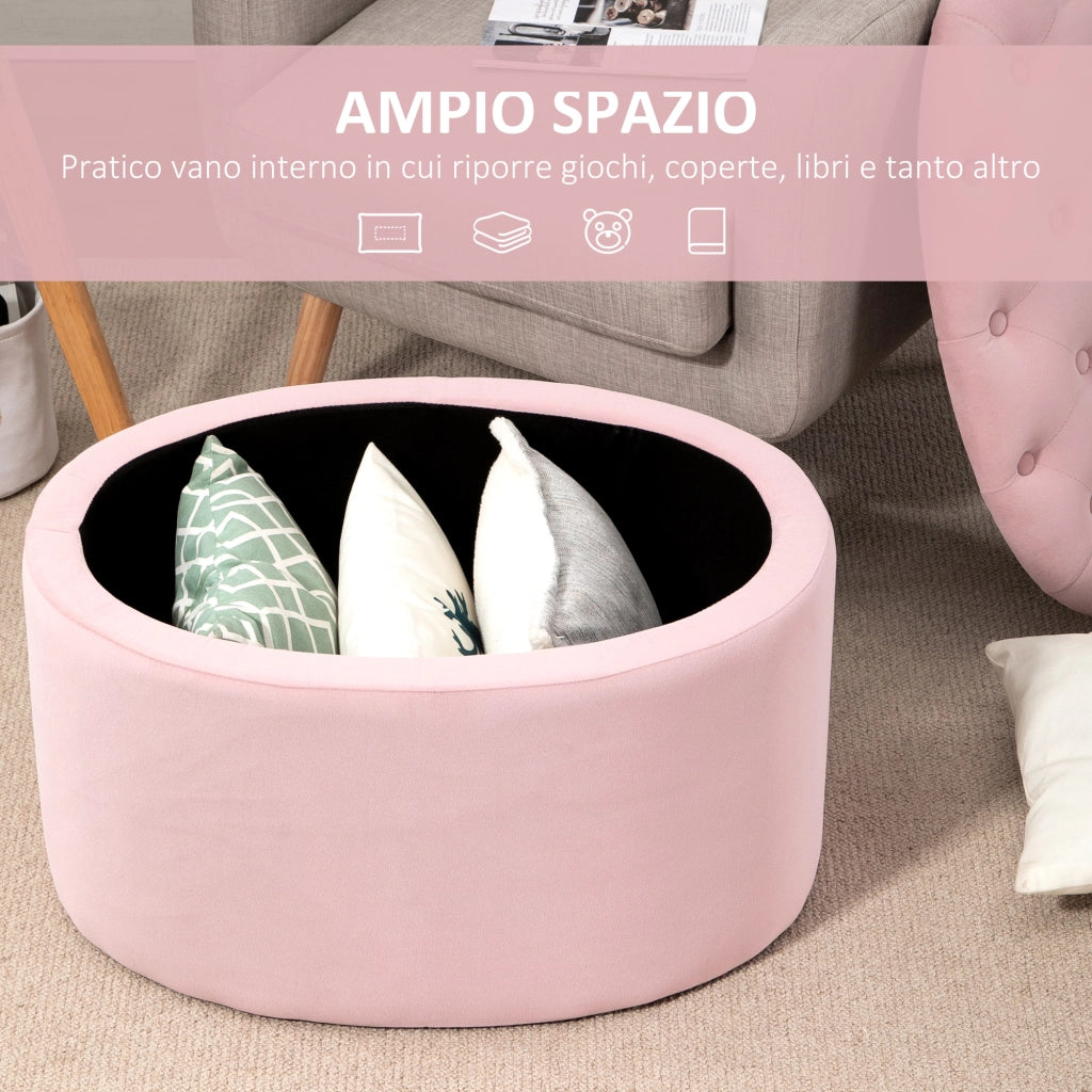 Pouf Contenitore Imbottito in Velluto ¨C Zephmum ¨C Rosa