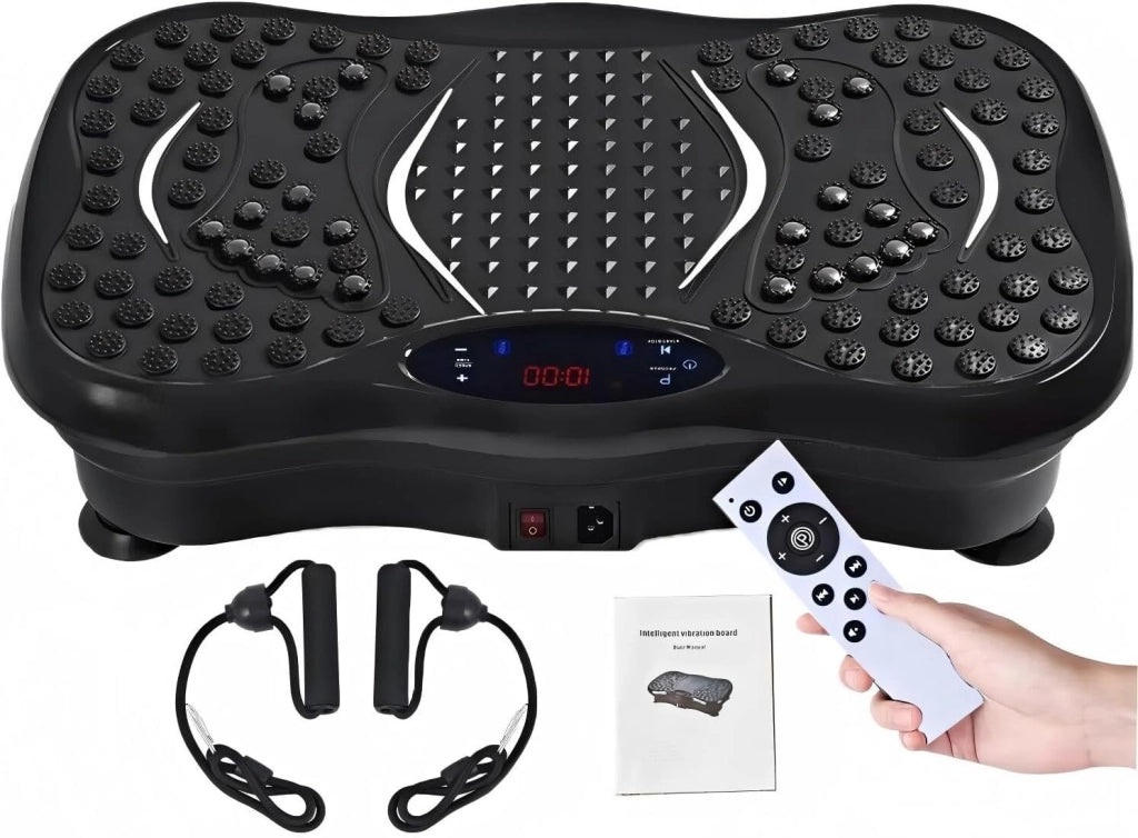 Piattaforma vibrante fitness Bluetooth 5 programmi 99 livelli 2 fasce elastiche e telecomandonero