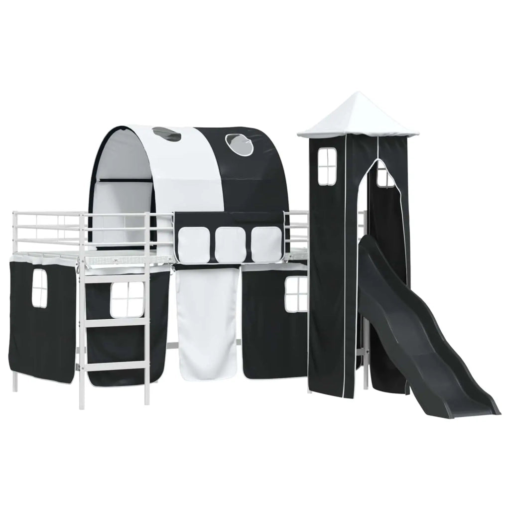 Struttura del letto loft per bambini-Giroletto per bambini Bianco e Nero 107 x 200 cm 290967