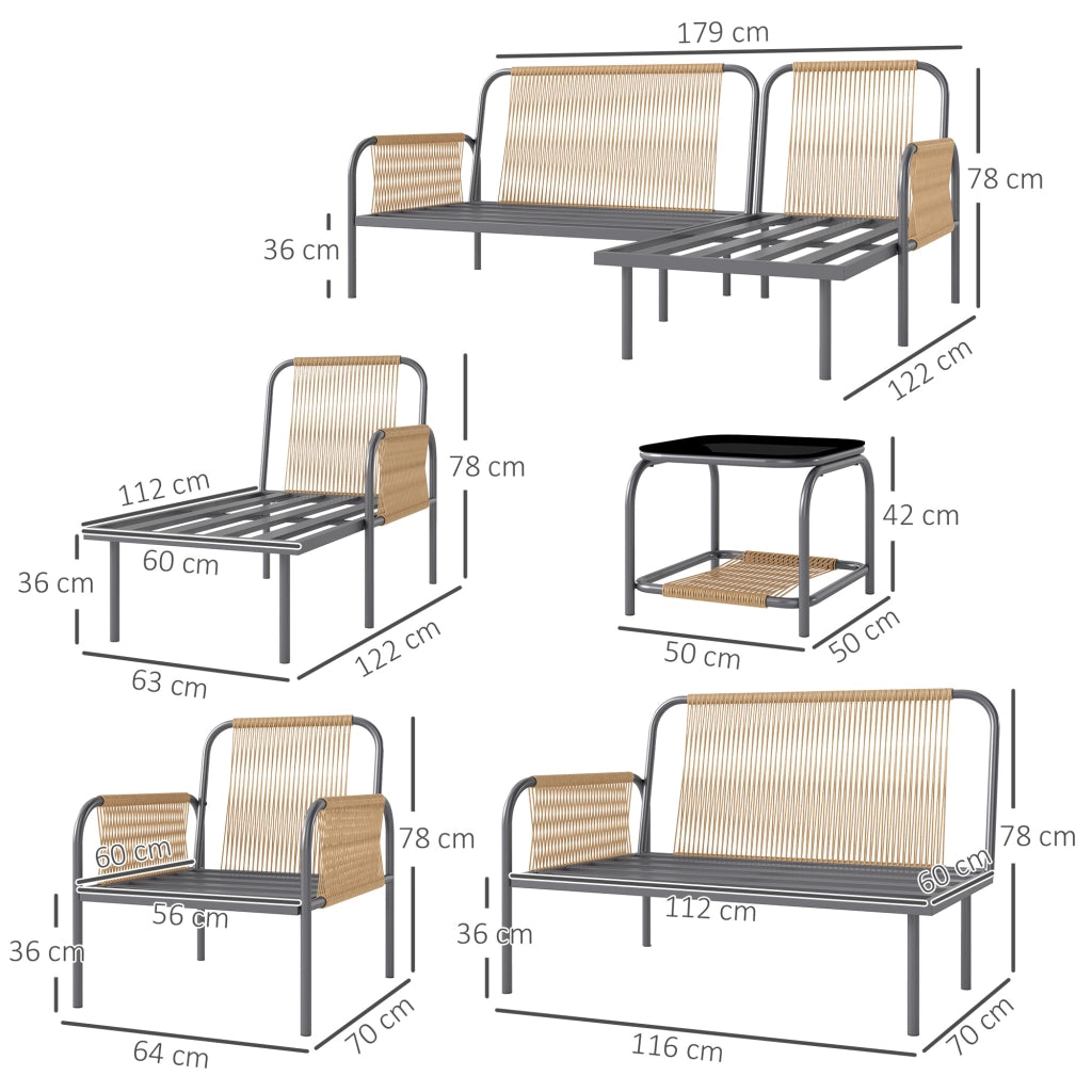 Set Giardino 4 Pezzi in Rattan con Divano ¨C Minimal ¨C Grigio