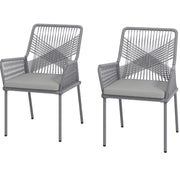 Set di 2 sedie da giardino in rattan con braccioli e cuscini sfoderabili; grigio scuro