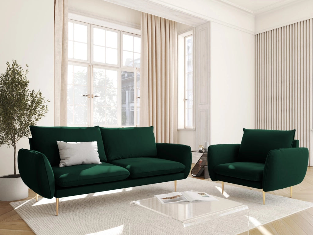 Cosmopolitan Design - Poltrona "Vienna" in velluto verde bottiglia 