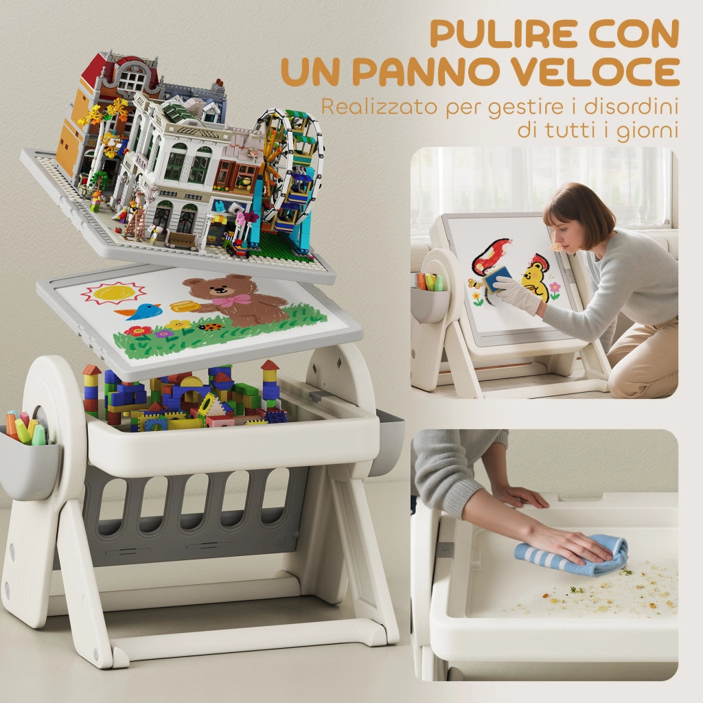 Tavolo per Bambini con Cassetti ¨C Minimal ¨C Grigio e Bianco