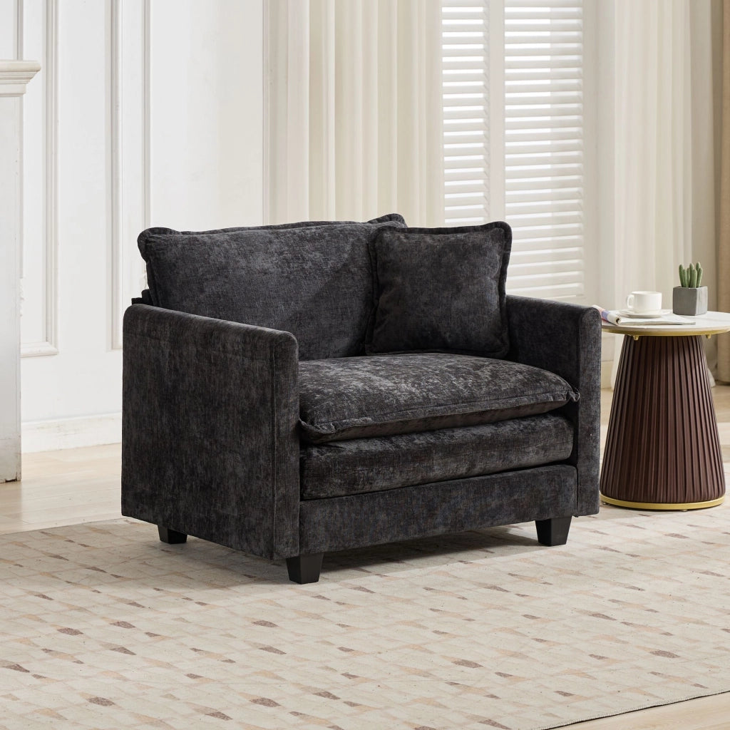 Poltrona Cloud ¨C MINIMAL ¨C Tessuto Chenille, Nero, Imbottita