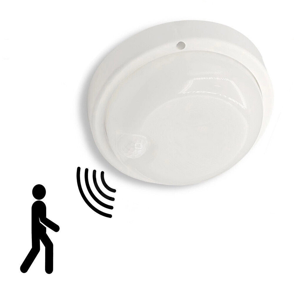 Trade Shop - Plafoniera Led Per Esterno Con Sensore Di Movimento 9w Luce 6500k Tonda Ovale Ip56 Sen-9f -   -rotondo    -