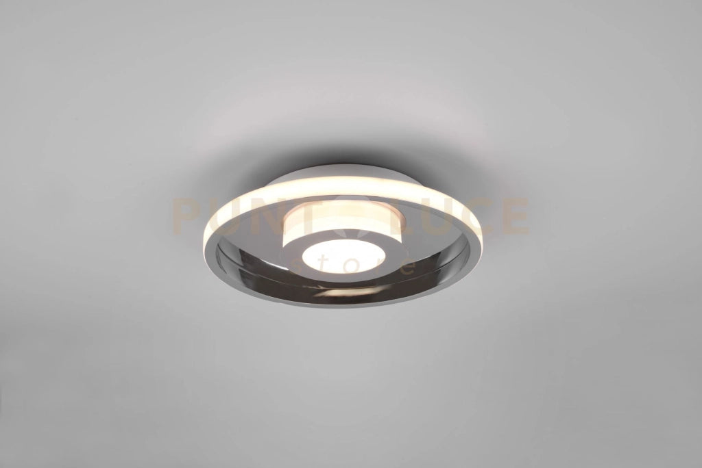 ASCARI H2O PLAFONIERA LED 28W 3200lm, 3000K CROMO CON DIMMERAZIONE CON INTERRUTTORE IP44 D.30CM