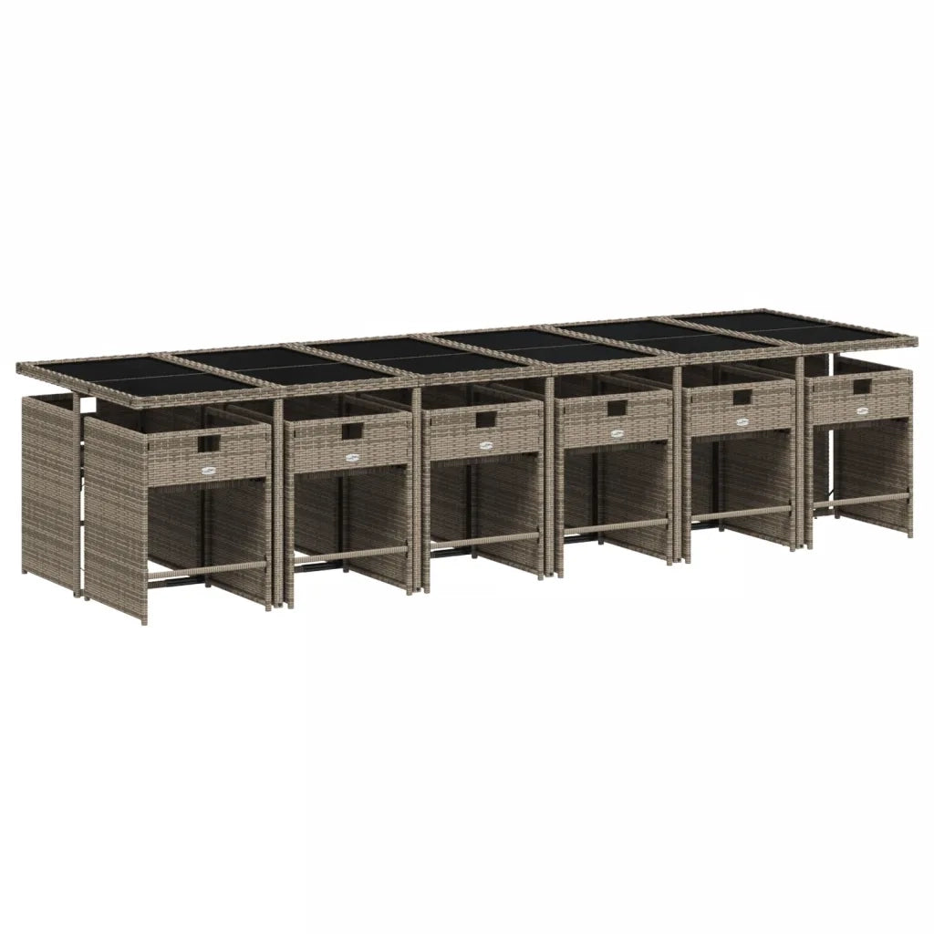 Set da pranzo da giardino da 13 pz con Cuscini in Polyrattan Grigio 3277896