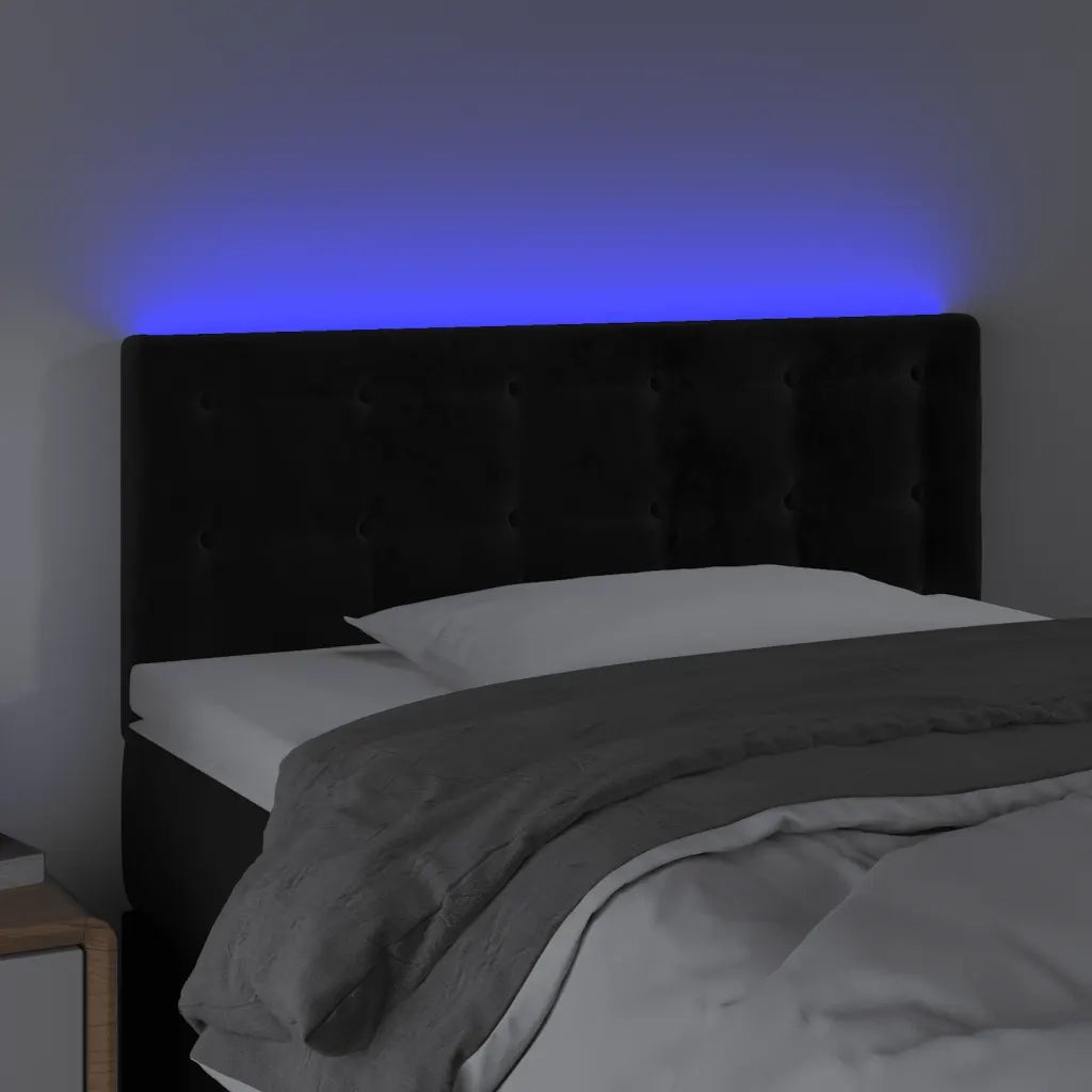 Testiera a LED Nera 80x5x78/88 cm in Velluto 3122078