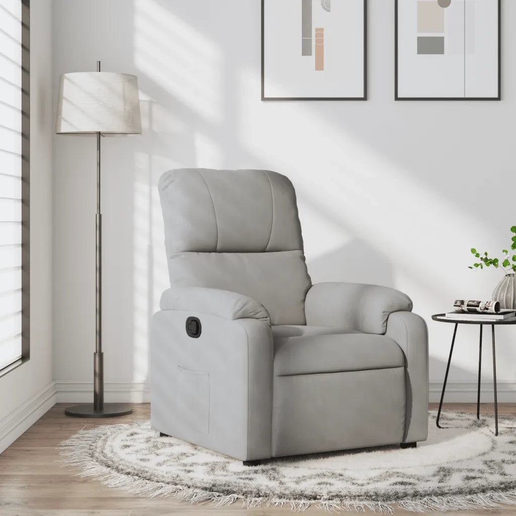 Poltrona | Sedia Relax Reclinabile Grigio Chiaro in Tessuto di Microfibra