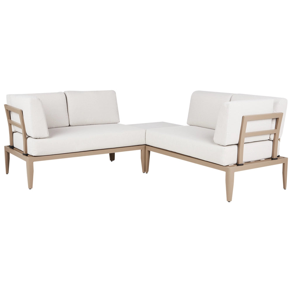 Set Divano da Esterno in Alluminio grigio e cuscini beige a 6 posti Patio Moderno
