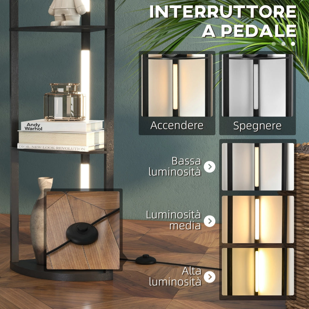 Lampada da Terra ¨C Minimal ¨C Nero, MDF, 41x29.5x163.5 cm