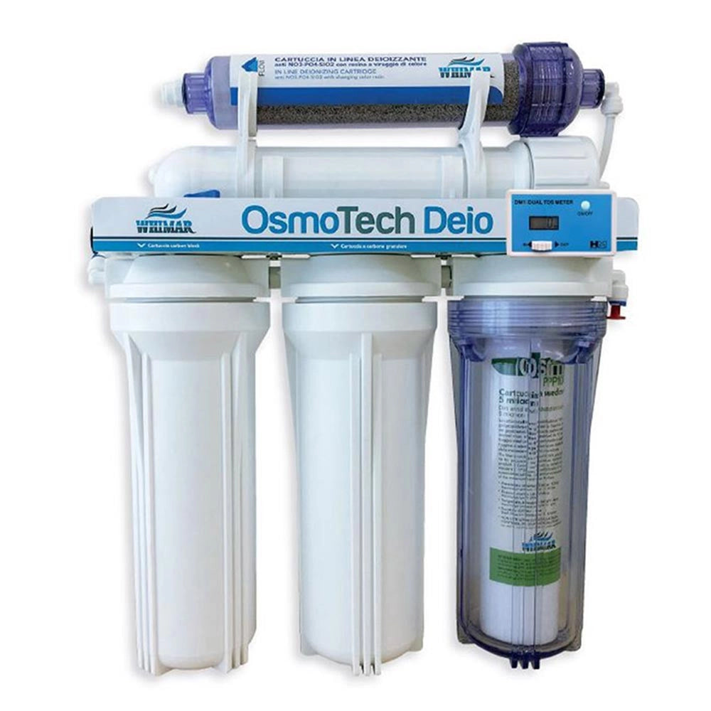 Whimar OsmoTech Deio Plus 100GPD 380 L/g - Impianto 5 stadi con membrana Pentair, flush-valve, post-filtro deionizzante e TDS