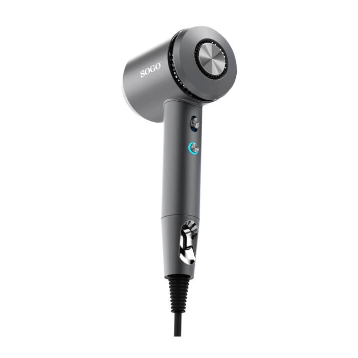 Asciugacapelli ionico 1800W con motore BLDC, diffusore e concentratore magnetico, 5 temperature e display LED - Sogo