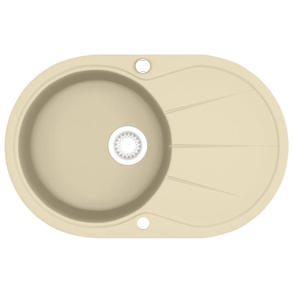 Lavello da Cucina in Granito Vasca Singola Ovale Beige 144866
