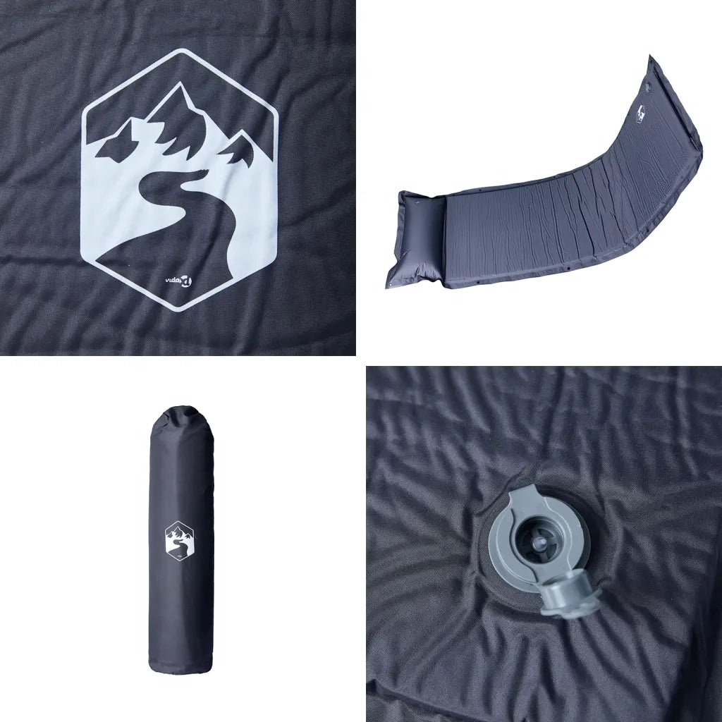 Materasso Campeggio Autogonfiabile con Cuscini 1 Persona Grigio 4007133