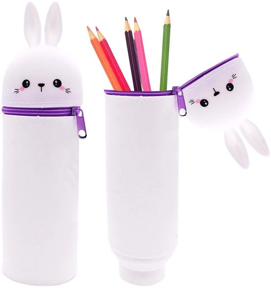 Etui 2 in 1 in silicone per penne (coniglio, bianco)