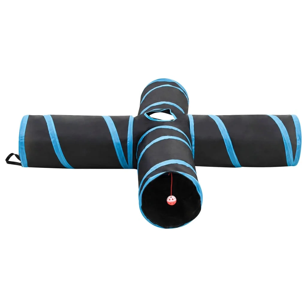 Tunnel per gatti a 4 vie 132 cm poliestere nero e blu 02_0005161