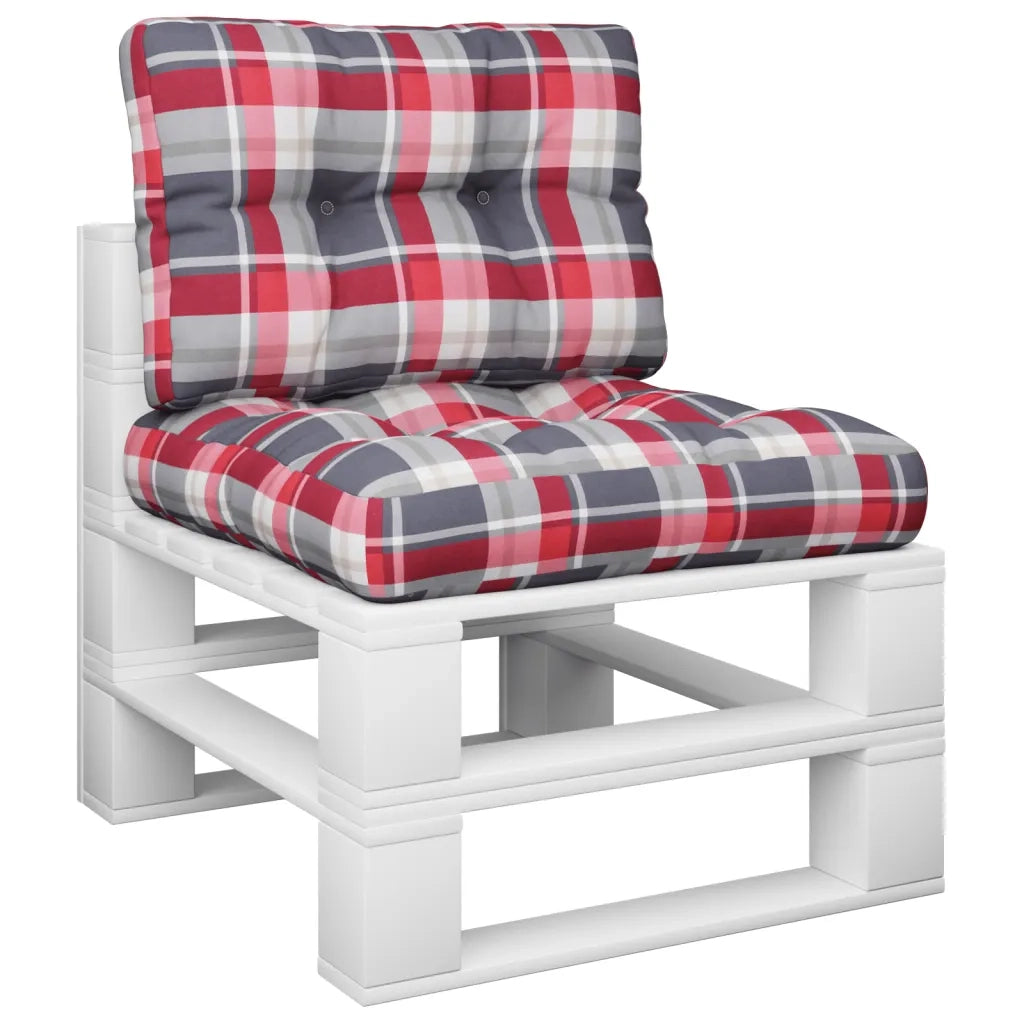 Cuscini per Pallet 2 pz Rossi a Quadri in Tessuto 360680