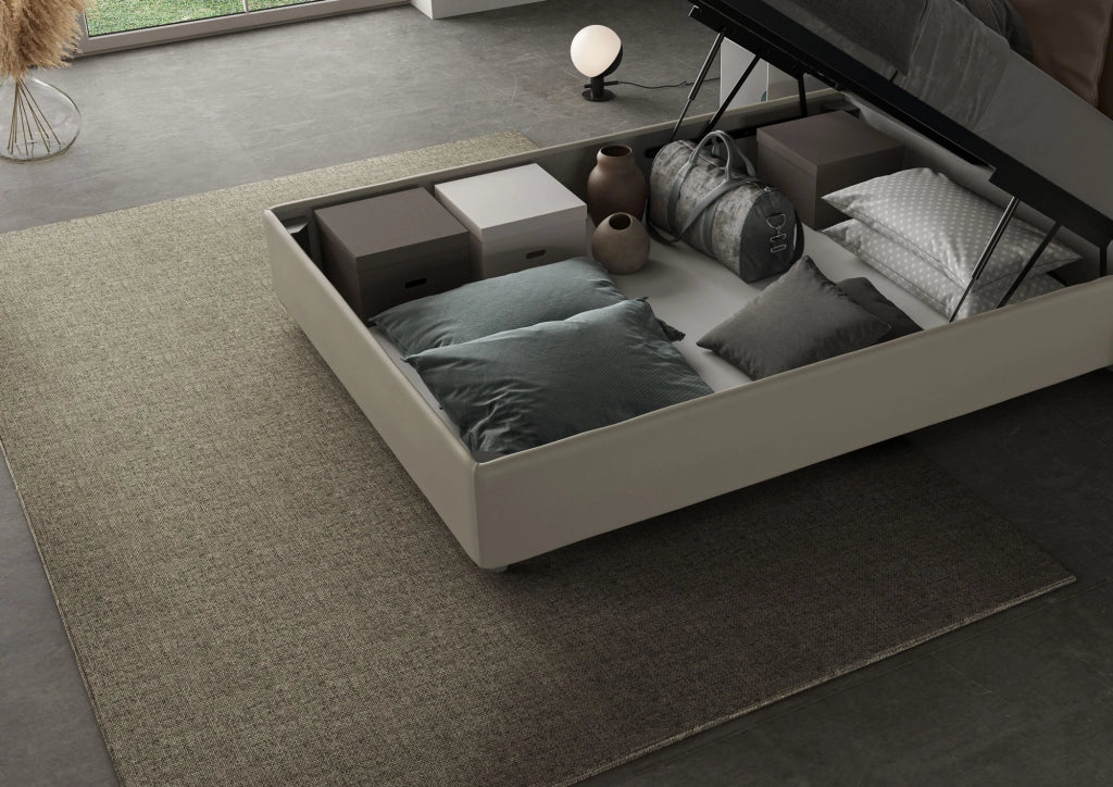 BS COM Letto una piazza e mezza contenitore imbottito 120x200 similpelle cappuccino