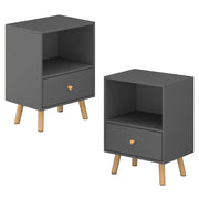 Set di 2 Comodini Sundsvall con Cassetto e Scomparto - Grigio scuro [en.casa]