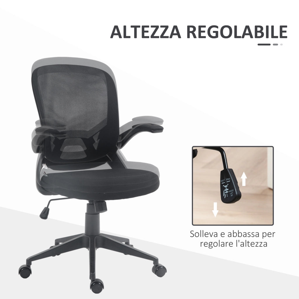 Sedia da Ufficio Girevole con Schienale a Rete e Altezza Regolabile ¨C Minimal ¨C Nero