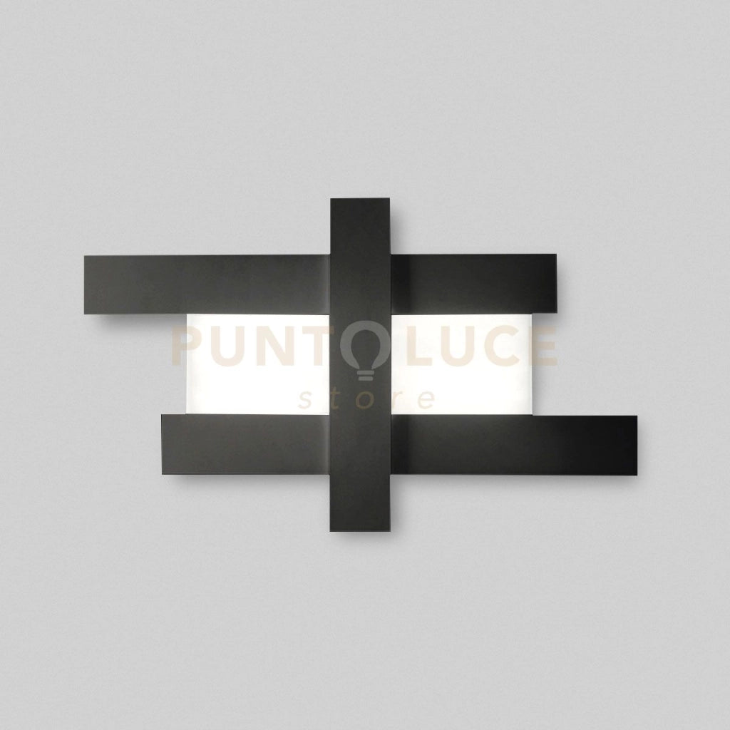 DOHA P/G - APPLIQUE COLORE NERO IN ALLUMINIO E METACRILATO A LED 3000K 4470LM 50W 104X63CM