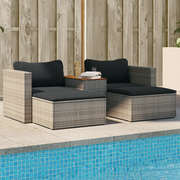 Set Divano Giardino 5 pz con Cuscini Grigio Polyrattan Acacia 365726